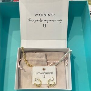 Uncommon James Gold and White Earrings